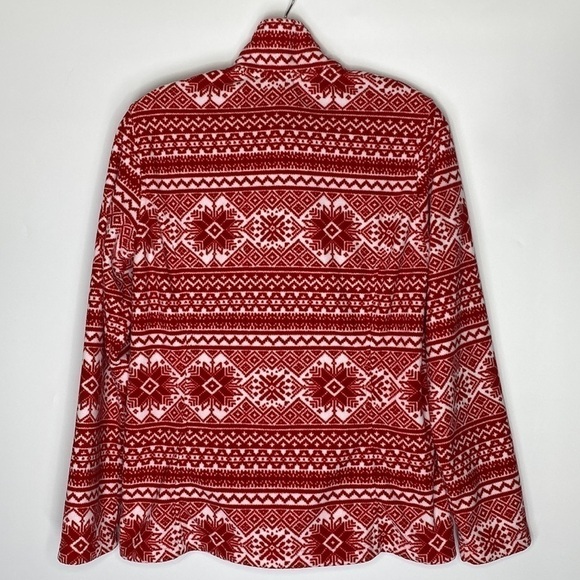 Lands' End Red Nordic Scandanavian Fleece 1/4 Sweatshirt Size Small - Picture 2 of 5